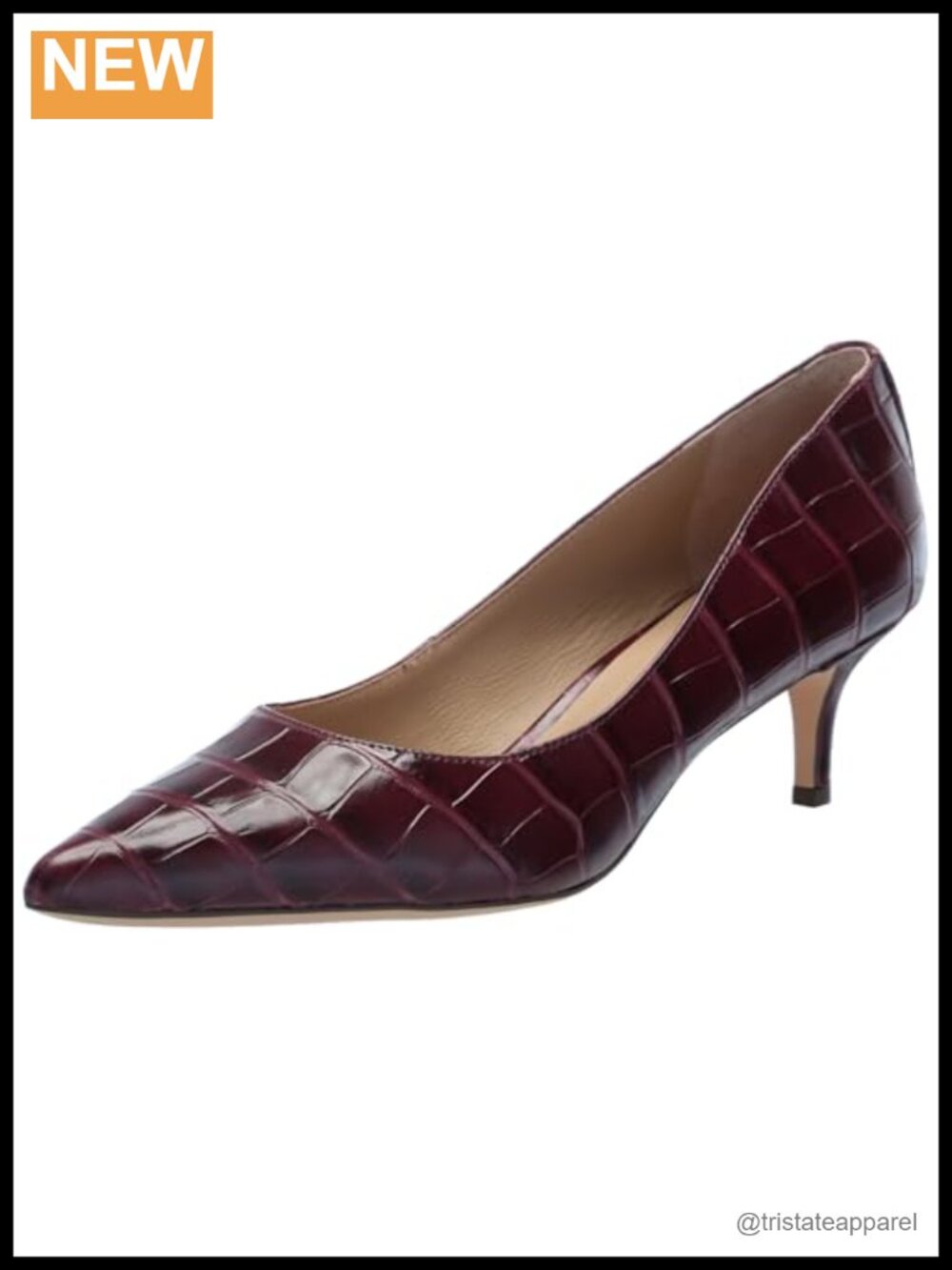 Crocodile-Embossed Leather Pointed Toe Stiletto Pumps Semi Formal